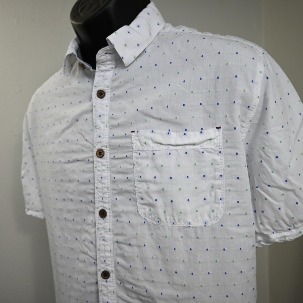 Carbon 2 Cobalt Button Up Shirt White Short Sleeve Front Pocket Mens Size Medium